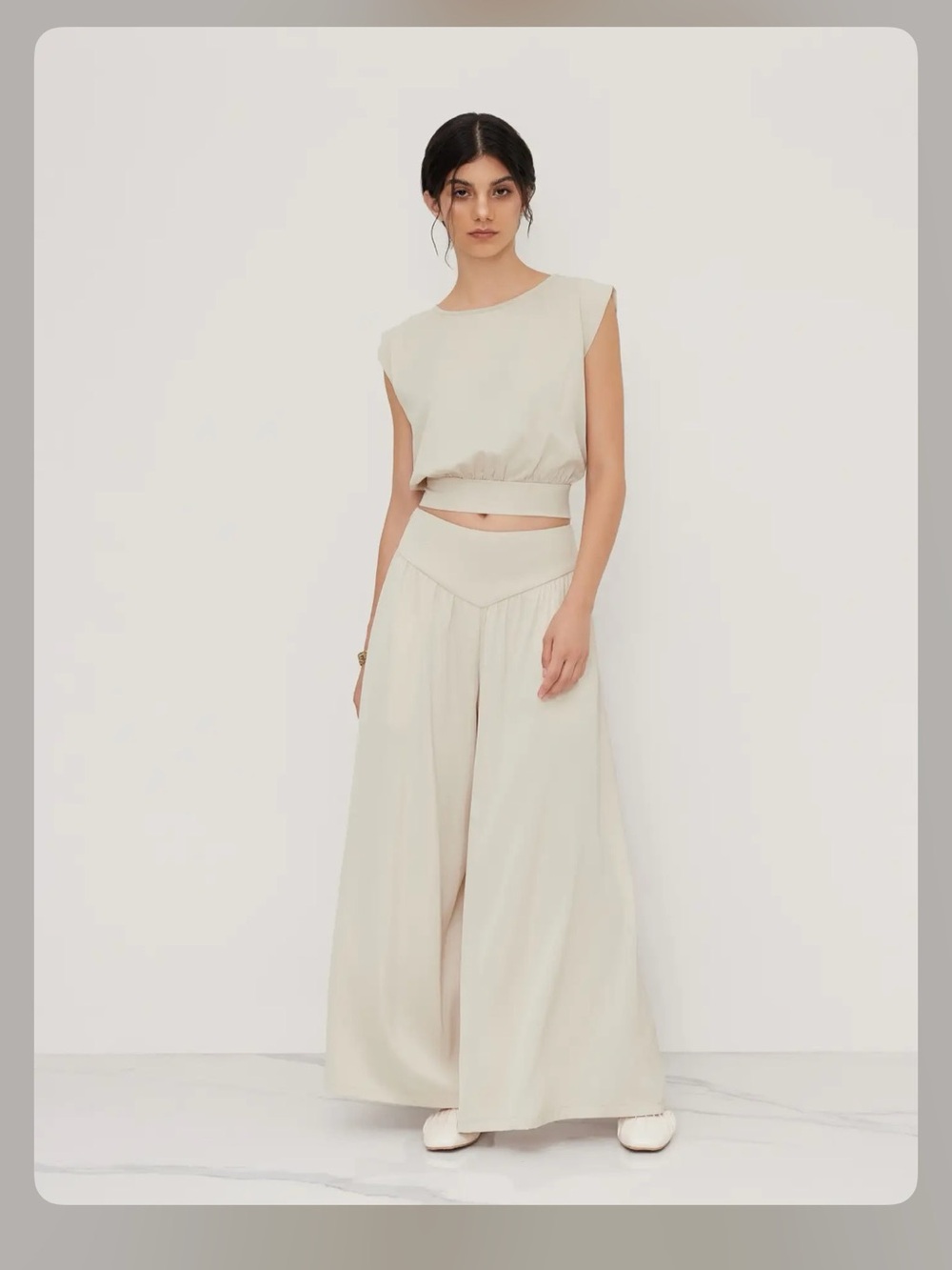 Cider SATIN MID RISE POCKET WIDE LEG TROUSERS WC11-31 M - Picture 1 of 6